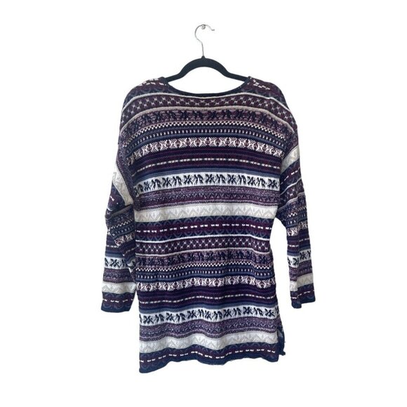 BP Nordstrom Sweater Vintage Fair Isle Size M Navy Knit Patterned Long‎ Sleeve - Picture 4 of 7
